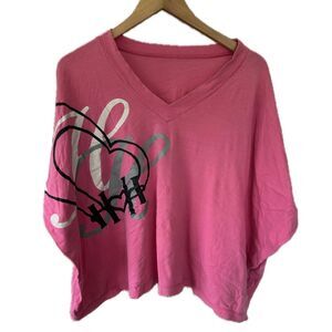 Hugs N Honis Hawaiian Designer Oversize V-Neck Dolman Sleeve Blouse One Size